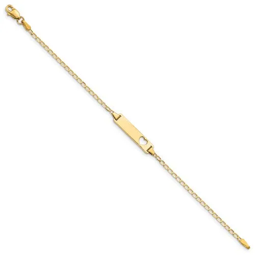 14K Yellow Gold Baby ID Bracelet with Heart Cut Out