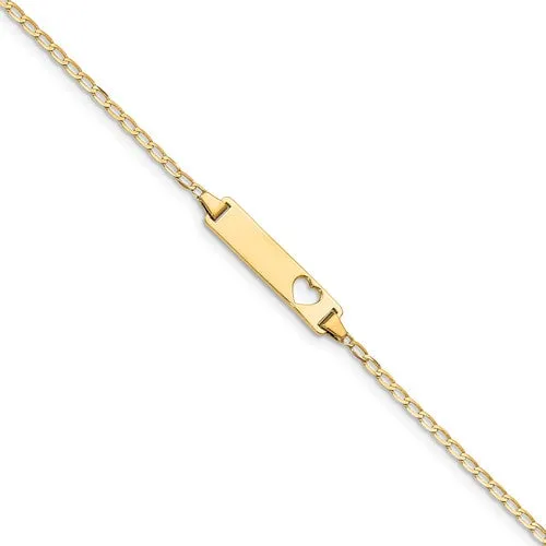 14K Yellow Gold Baby ID Bracelet with Heart Cut Out
