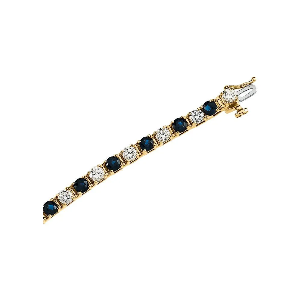 14k Yellow Gold Blue Sapphire & 2 1/3 CTW Diamond Bracelet