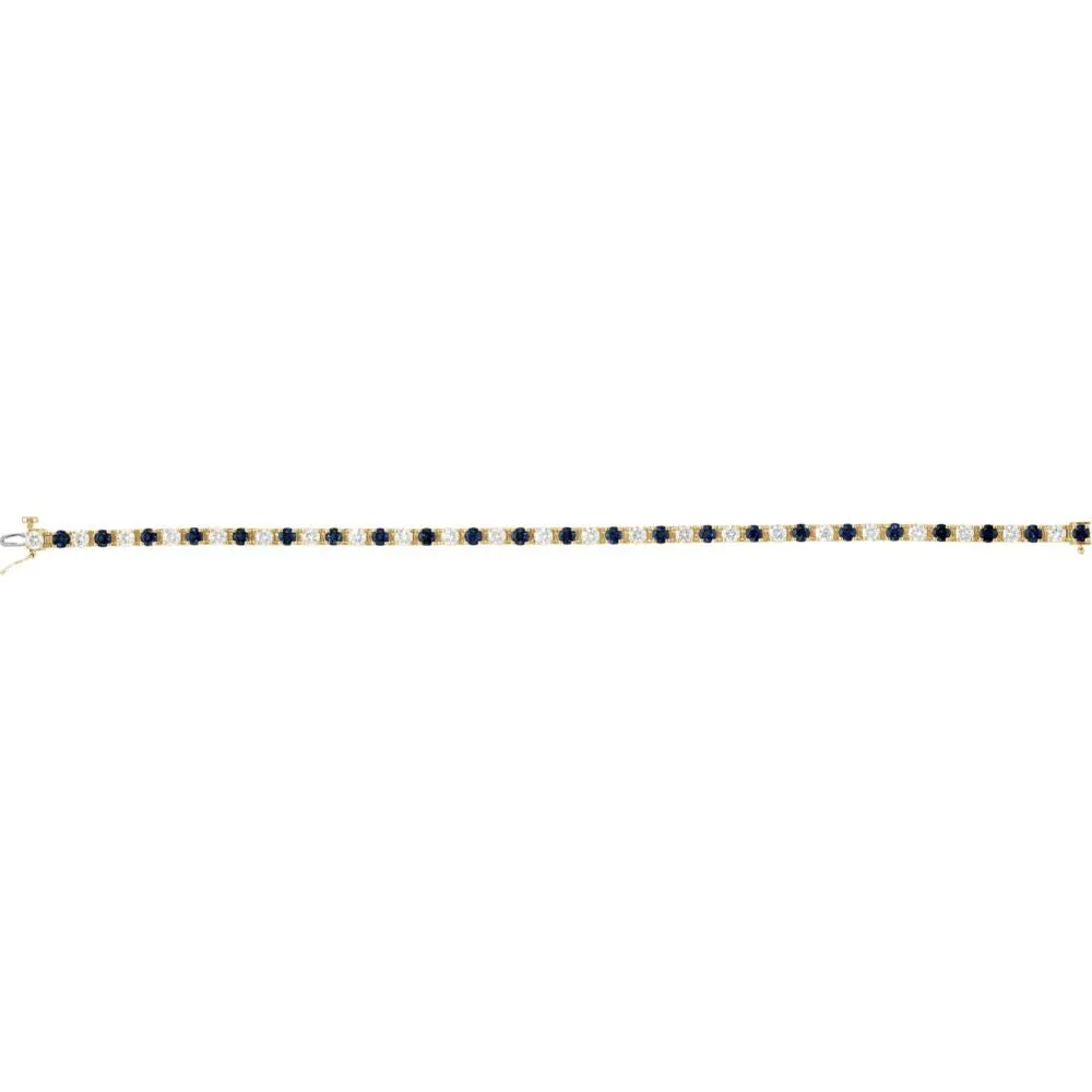 14k Yellow Gold Blue Sapphire & 2 1/3 CTW Diamond Bracelet