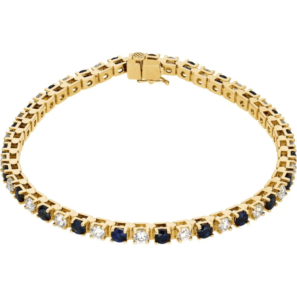 14k Yellow Gold Blue Sapphire & 2 1/3 CTW Diamond Bracelet