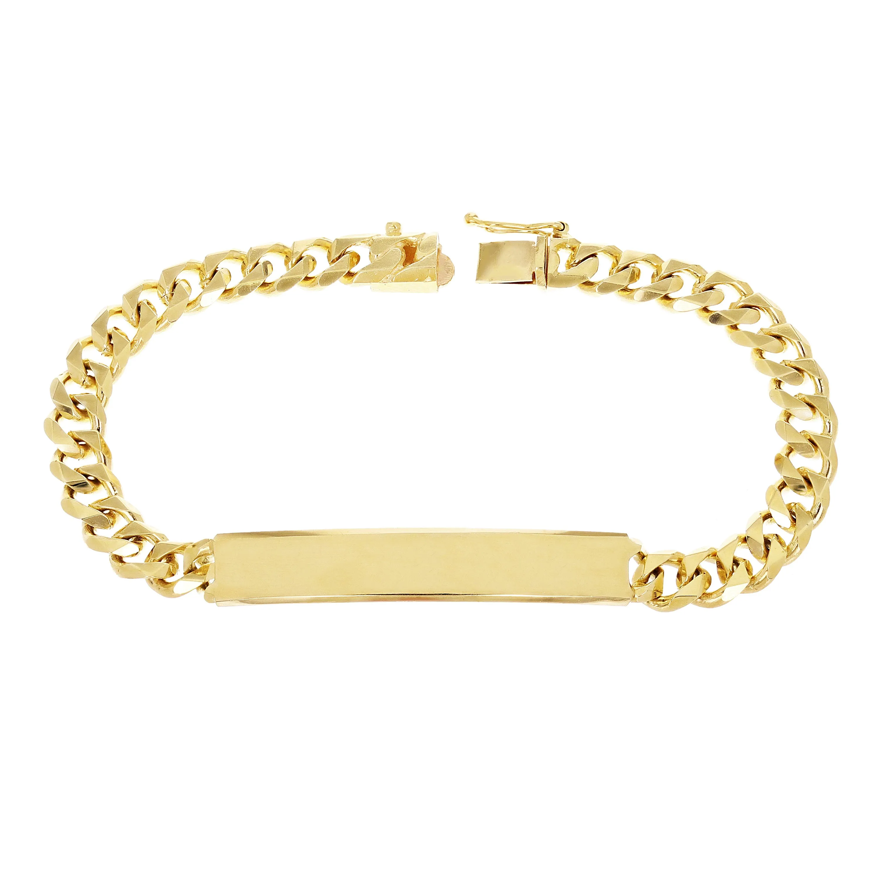 14k Yellow Gold Cuban ID Bracelet Engraveable 8" 7.9mm 25.2 grams