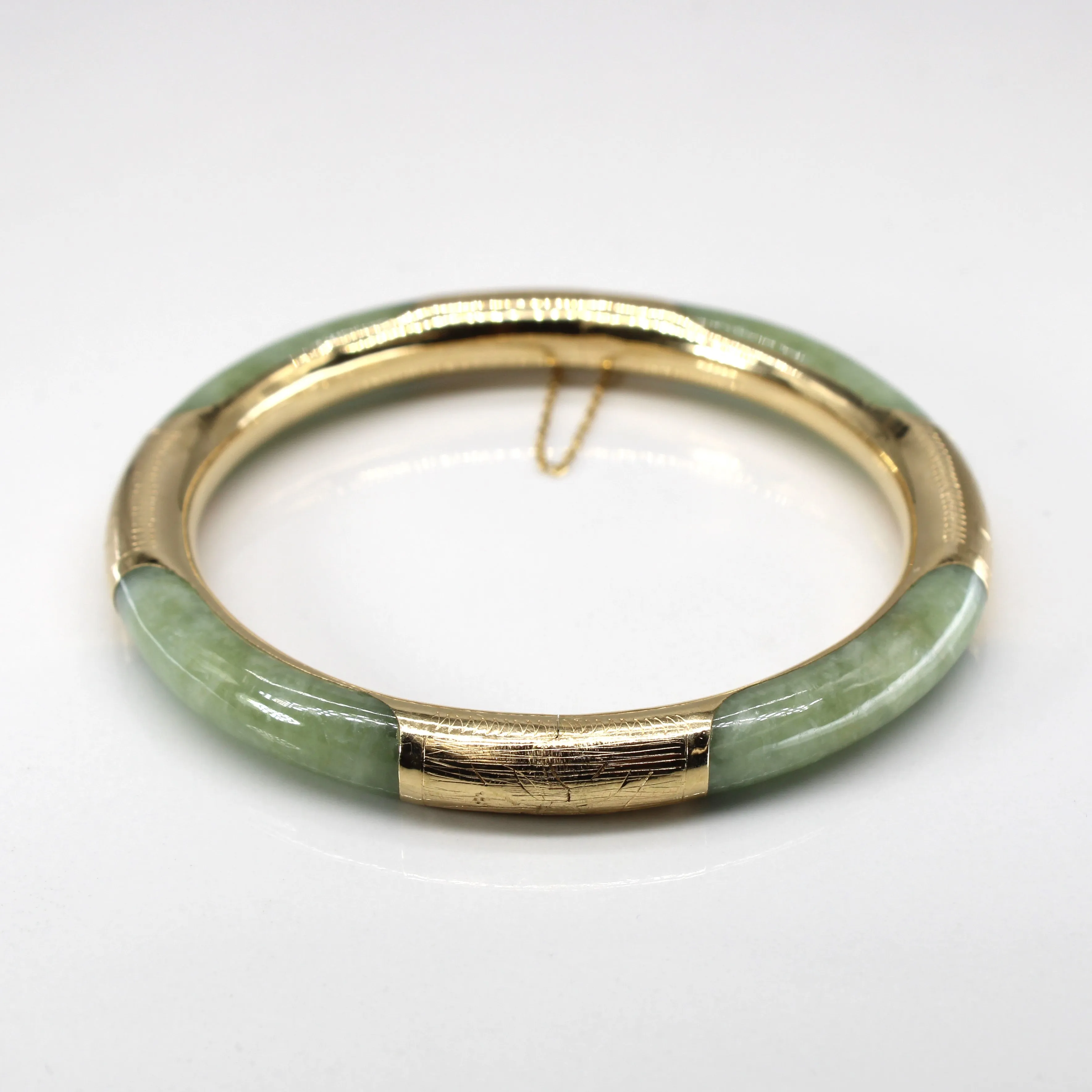 14k Yellow Gold Jadeite Gold Bangle | 7" |