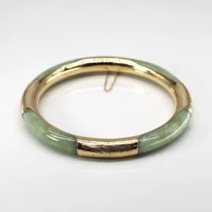 14k Yellow Gold Jadeite Gold Bangle | 7" |