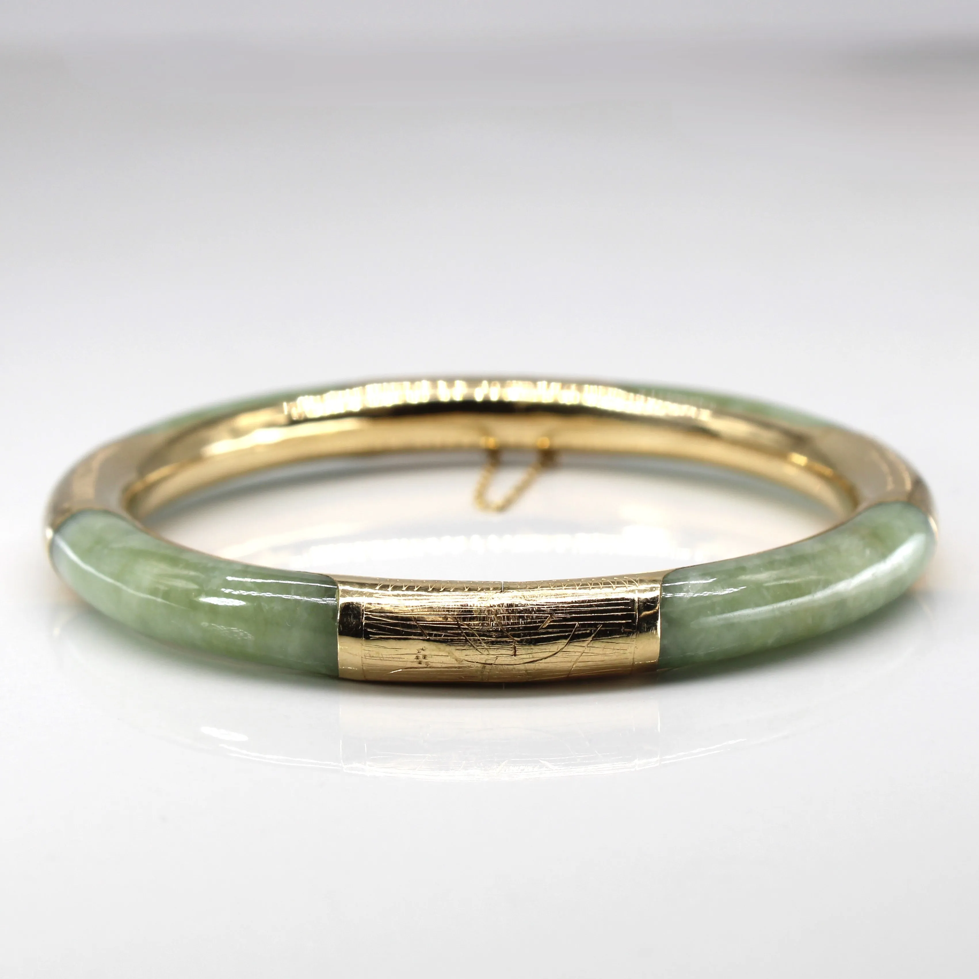 14k Yellow Gold Jadeite Gold Bangle | 7" |