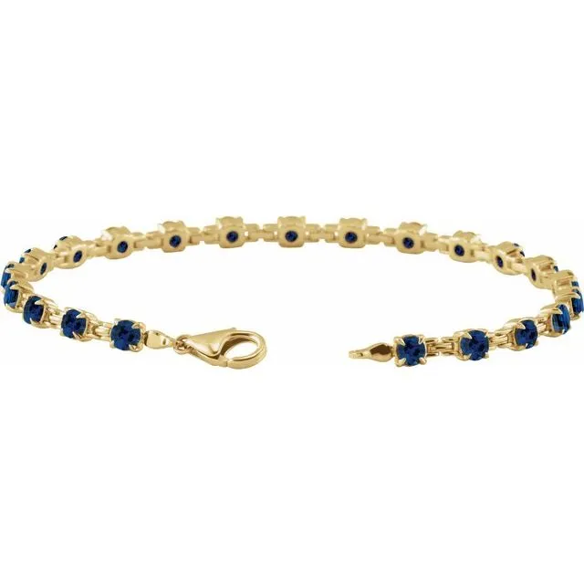 14K Yellow Gold Lab-Grown Blue Sapphire 7 1/4" Line Bracelet