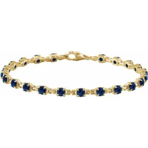 14K Yellow Gold Lab-Grown Blue Sapphire 7 1/4" Line Bracelet