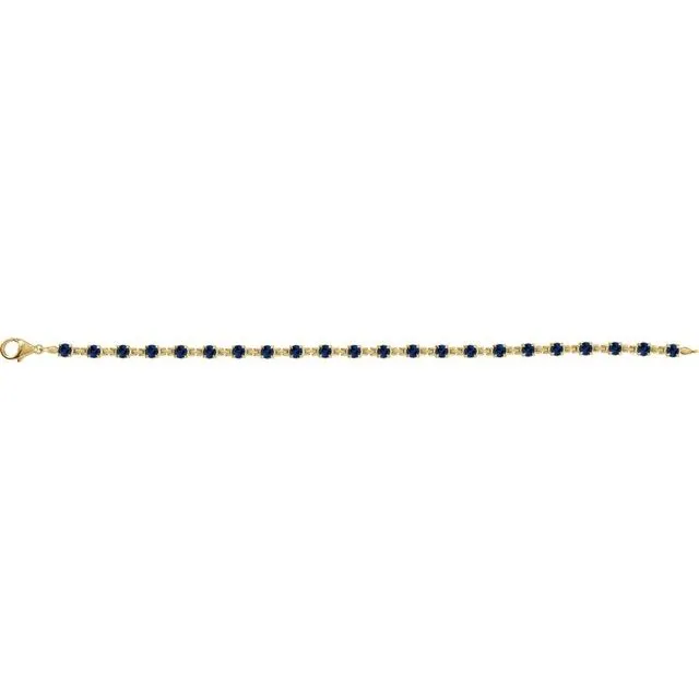 14K Yellow Gold Lab-Grown Blue Sapphire 7 1/4" Line Bracelet
