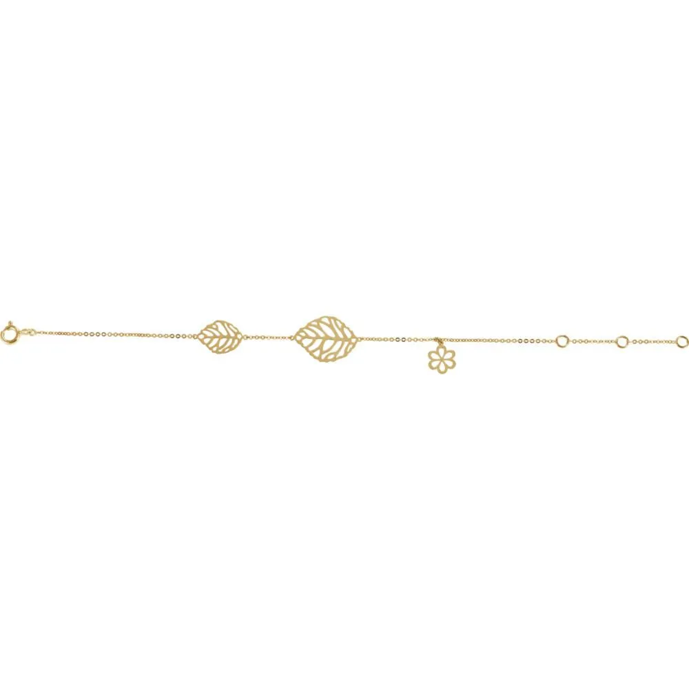 14k Yellow Gold Leaf & Floral-Inspired Bracelet