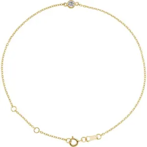 14K Yellow Gold Natural White Gold Sapphire Bezel-Set Solitaire 6 1/2-7 1/2" Bracelet