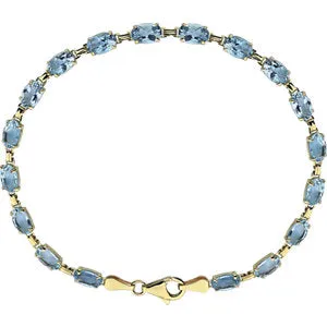 14K Yellow Sky Blue Topaz 7.25" Bracelet