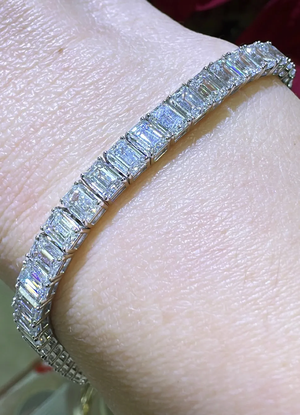 15.41carat Lab Diamond Emerald-cut Statement Tennis Bracelet