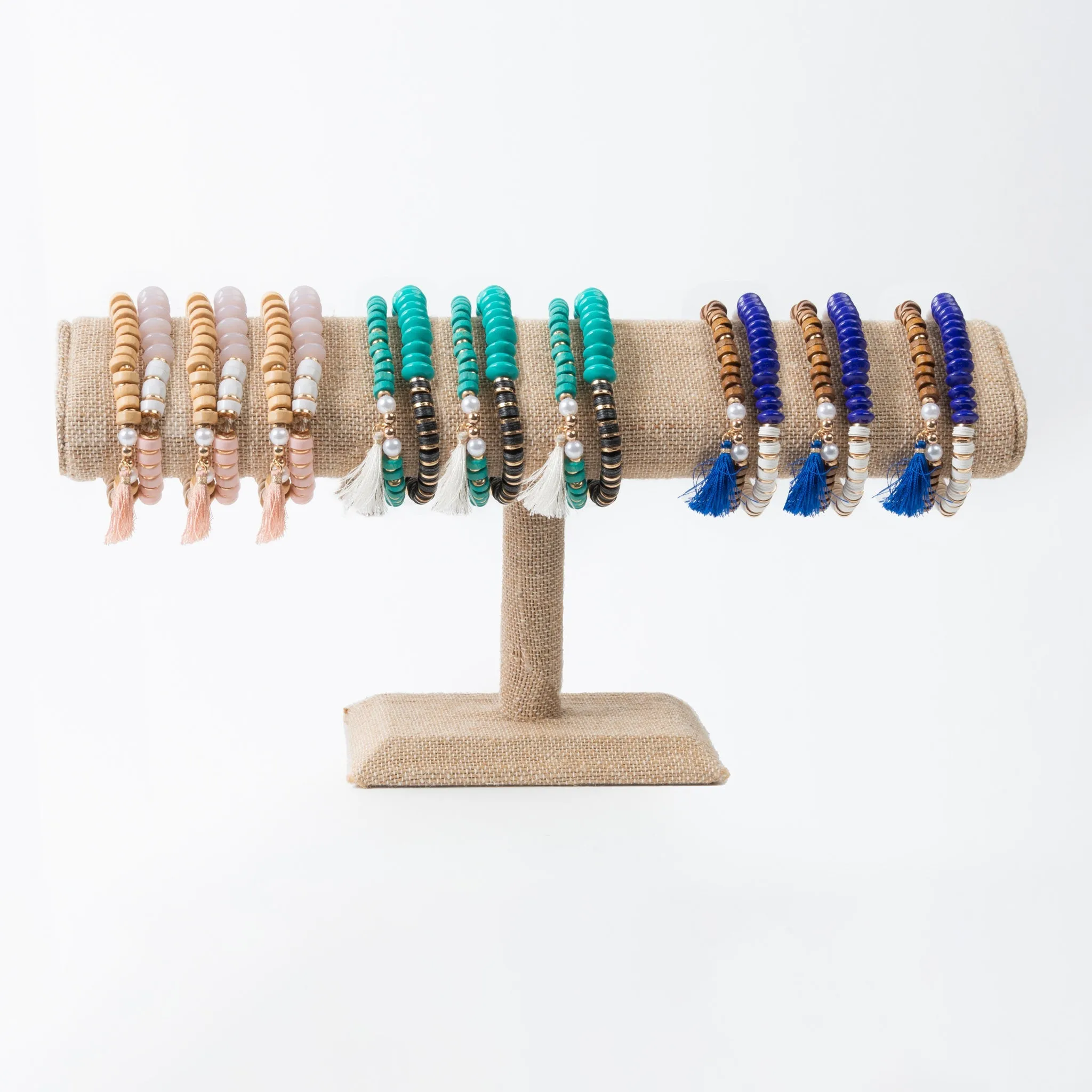 18 Piece Paloma Mango Wood Layered Stretch Bracelet Unit With Display