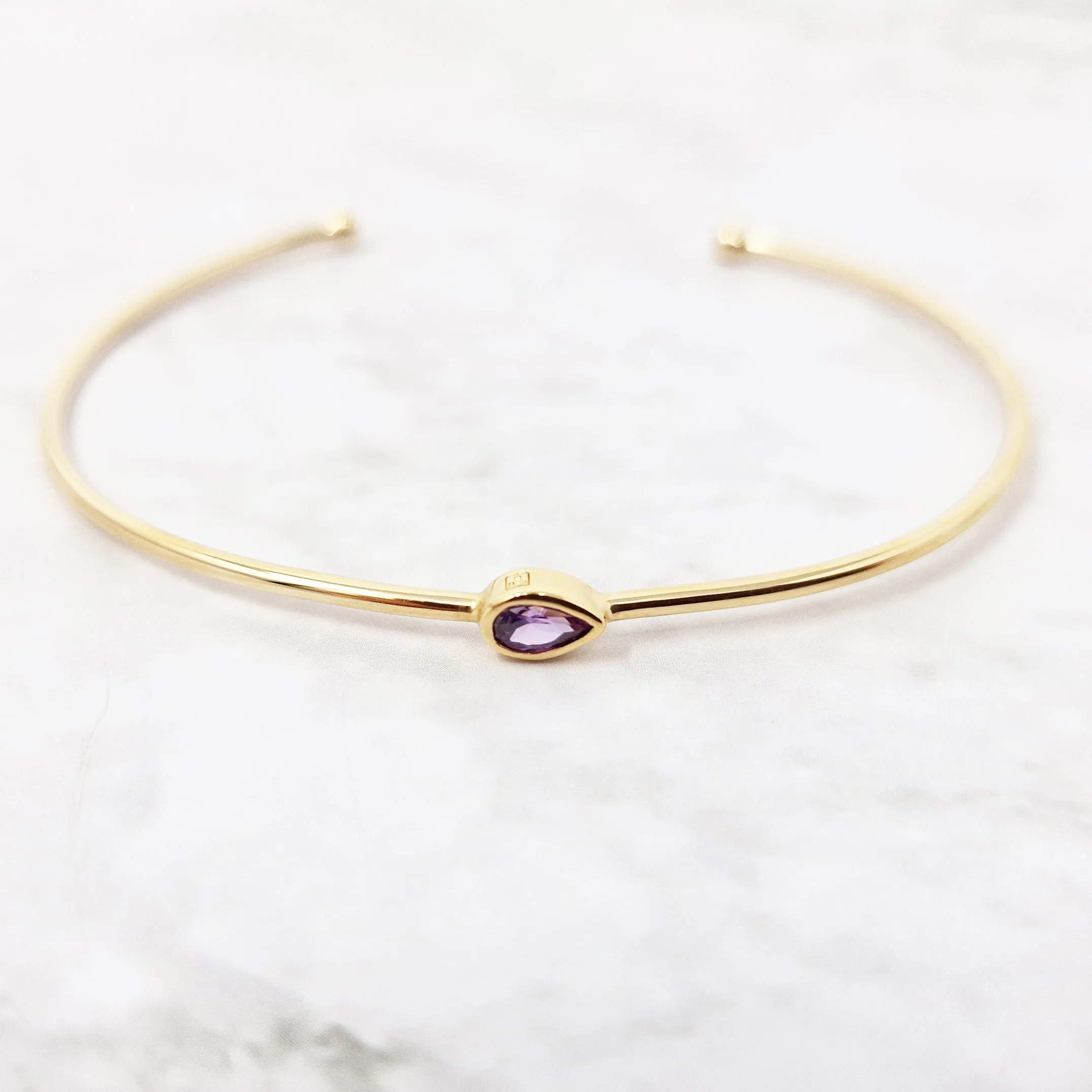 18ct Gold Plated Amethyst February Birthstone Bangle