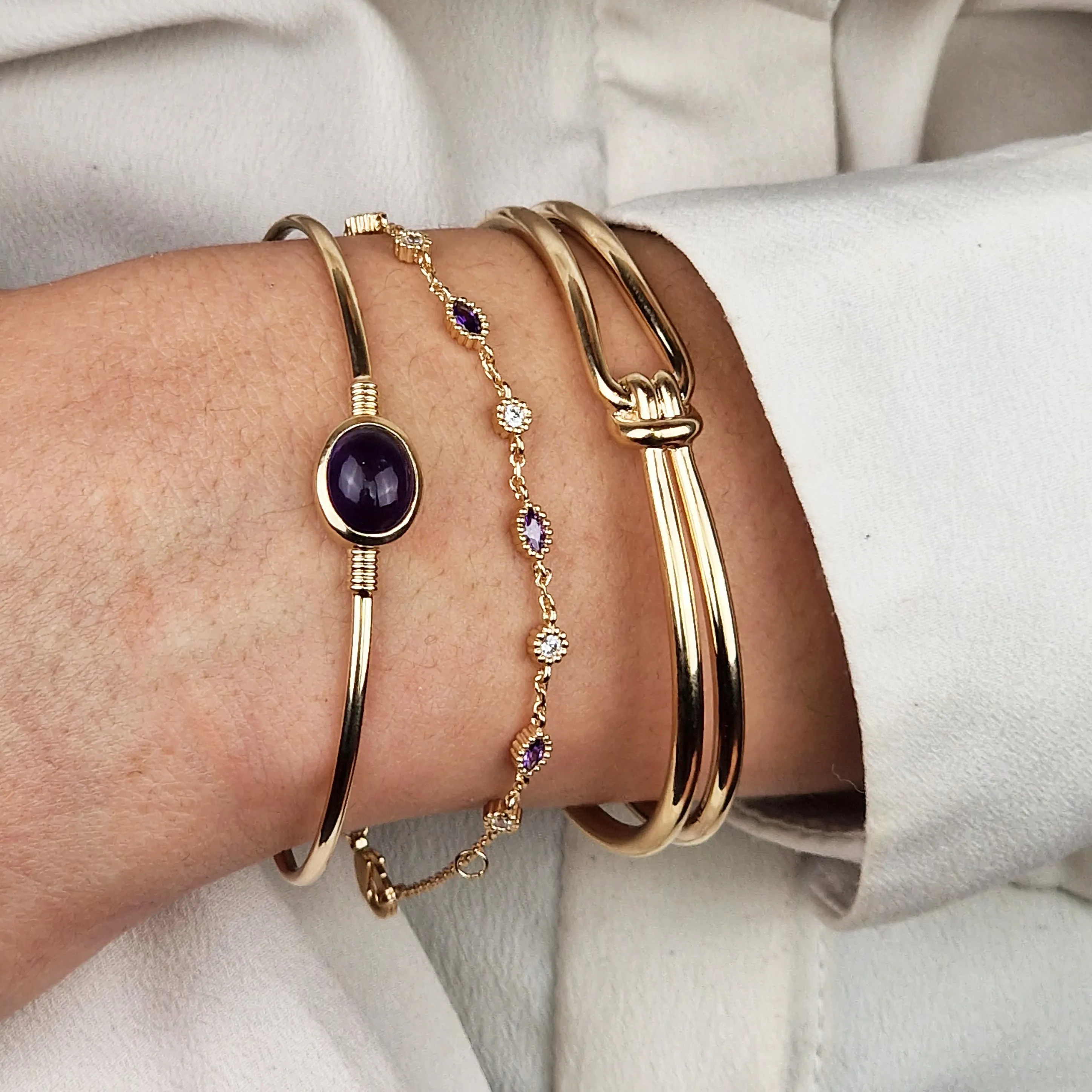 18ct Gold Plated Purple Amethyst Bangle