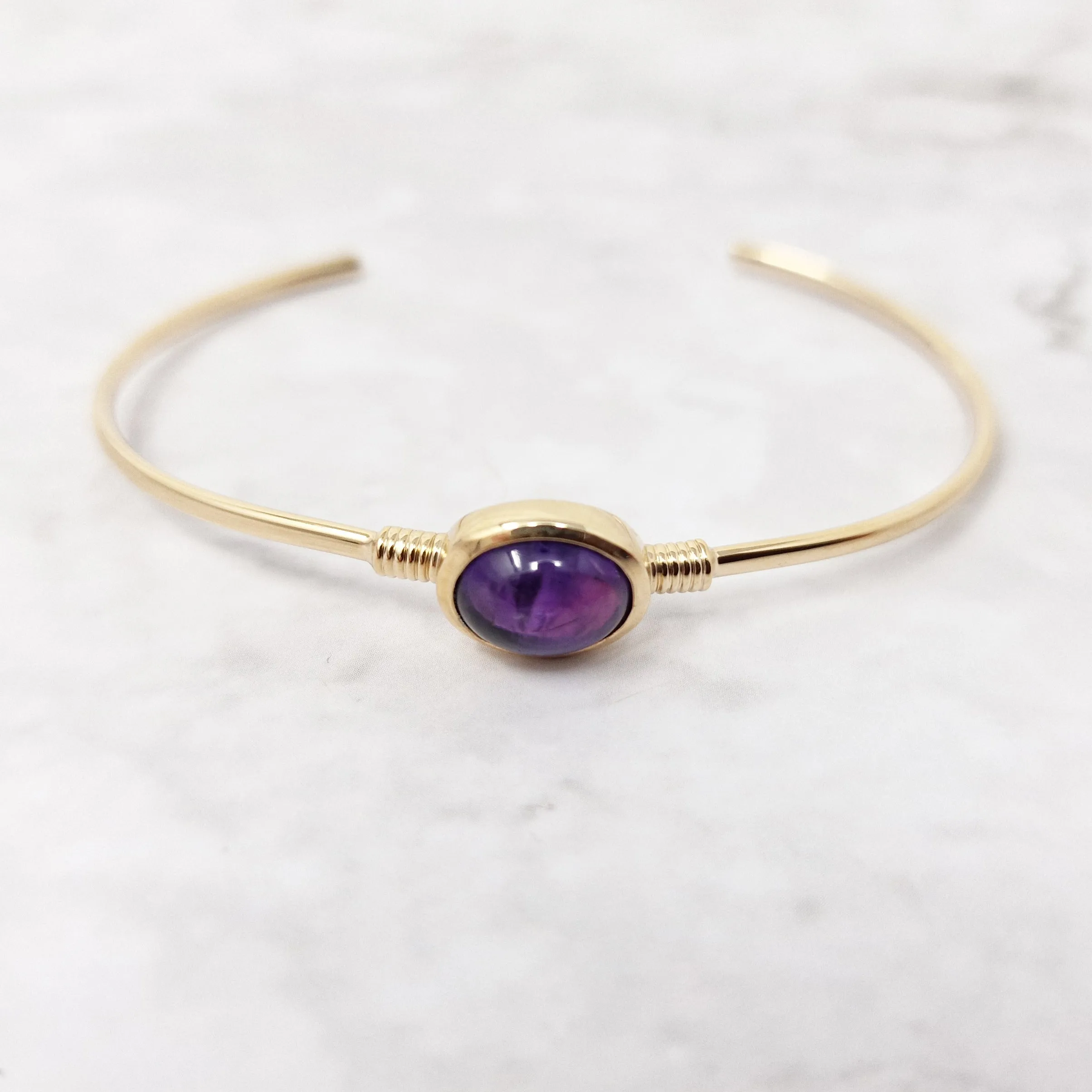 18ct Gold Plated Purple Amethyst Bangle