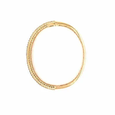18K Emerald and Round Diamond Bangle Bracelet Yellow Gold