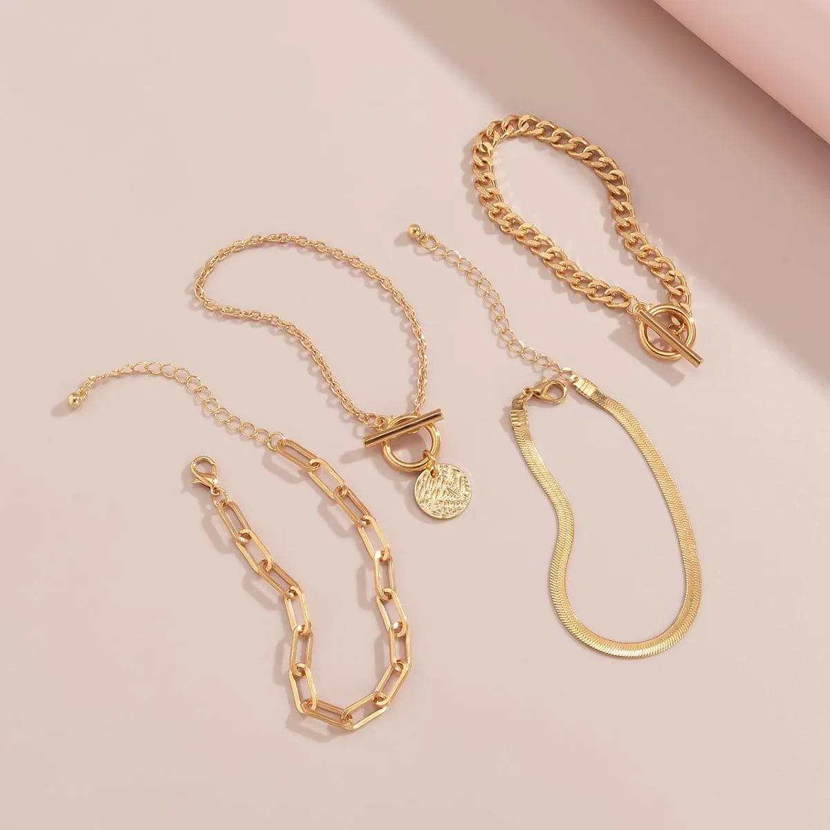18K Gold-Plated Chain Adjustable Bracelet Set