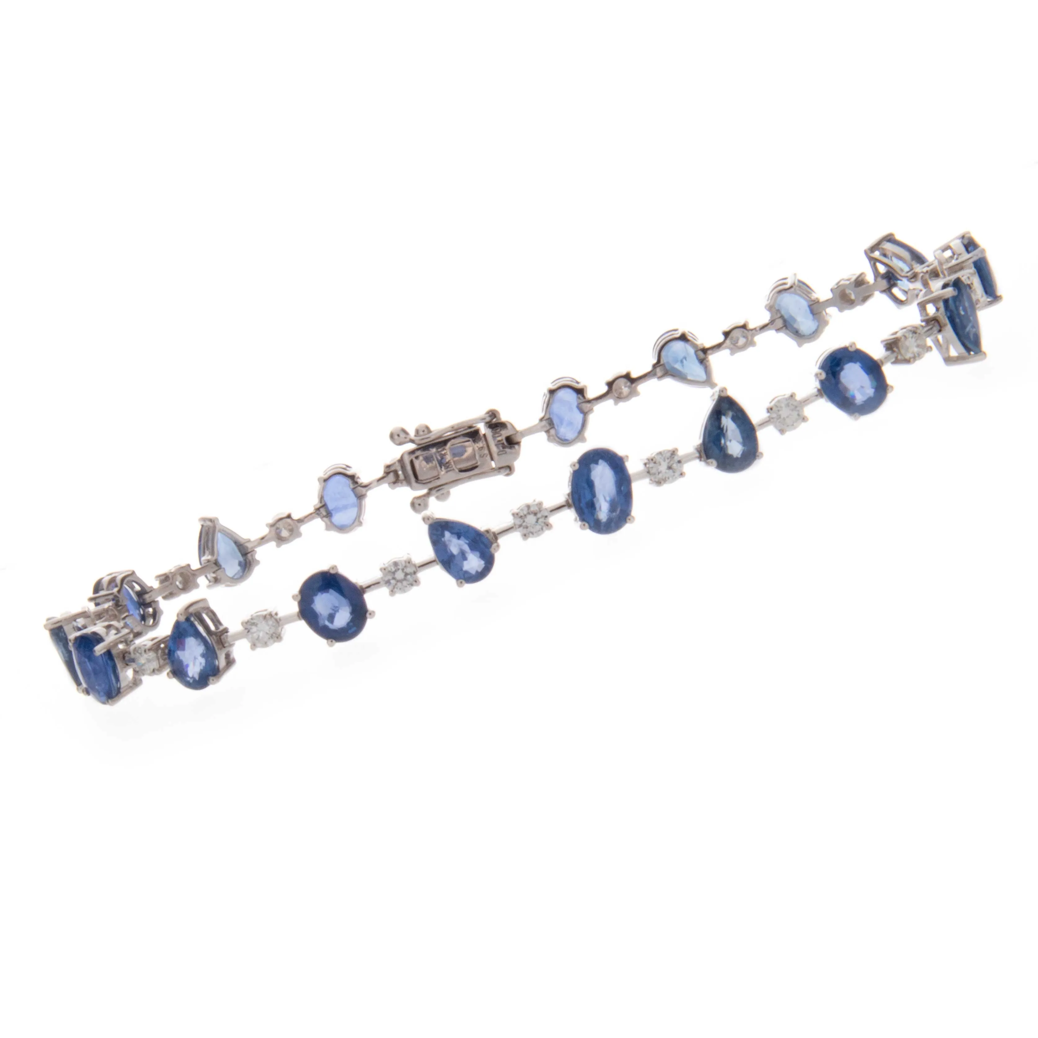 18k White Gold Pink & Blue Sapphire Bracelet