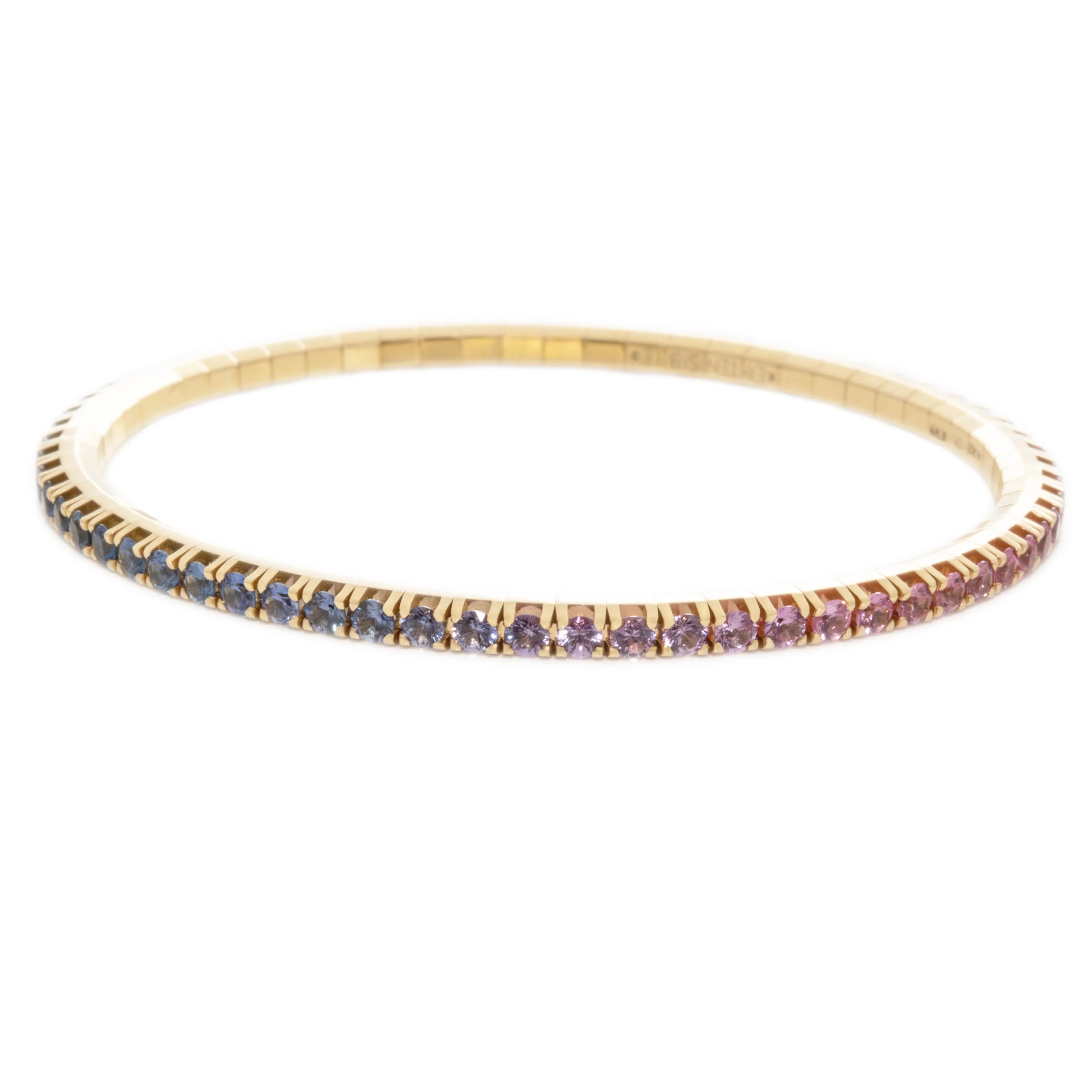 18k Yellow Gold Multi-Color Sapphire Stretch Bracelet