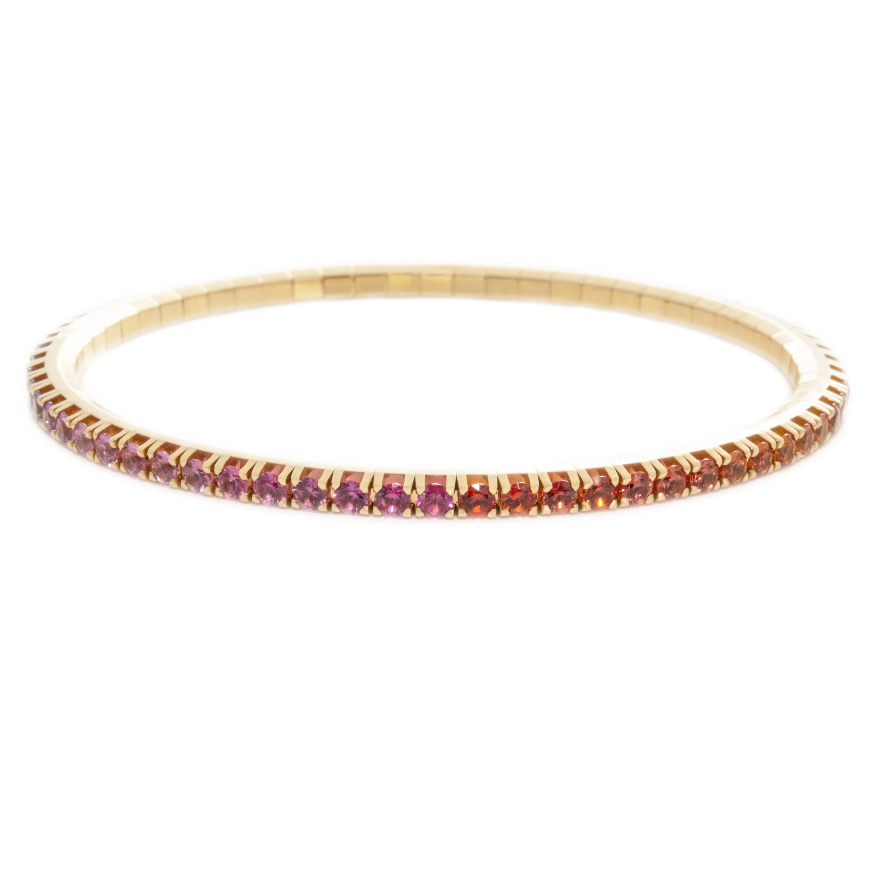 18k Yellow Gold Multi-Color Sapphire Stretch Bracelet