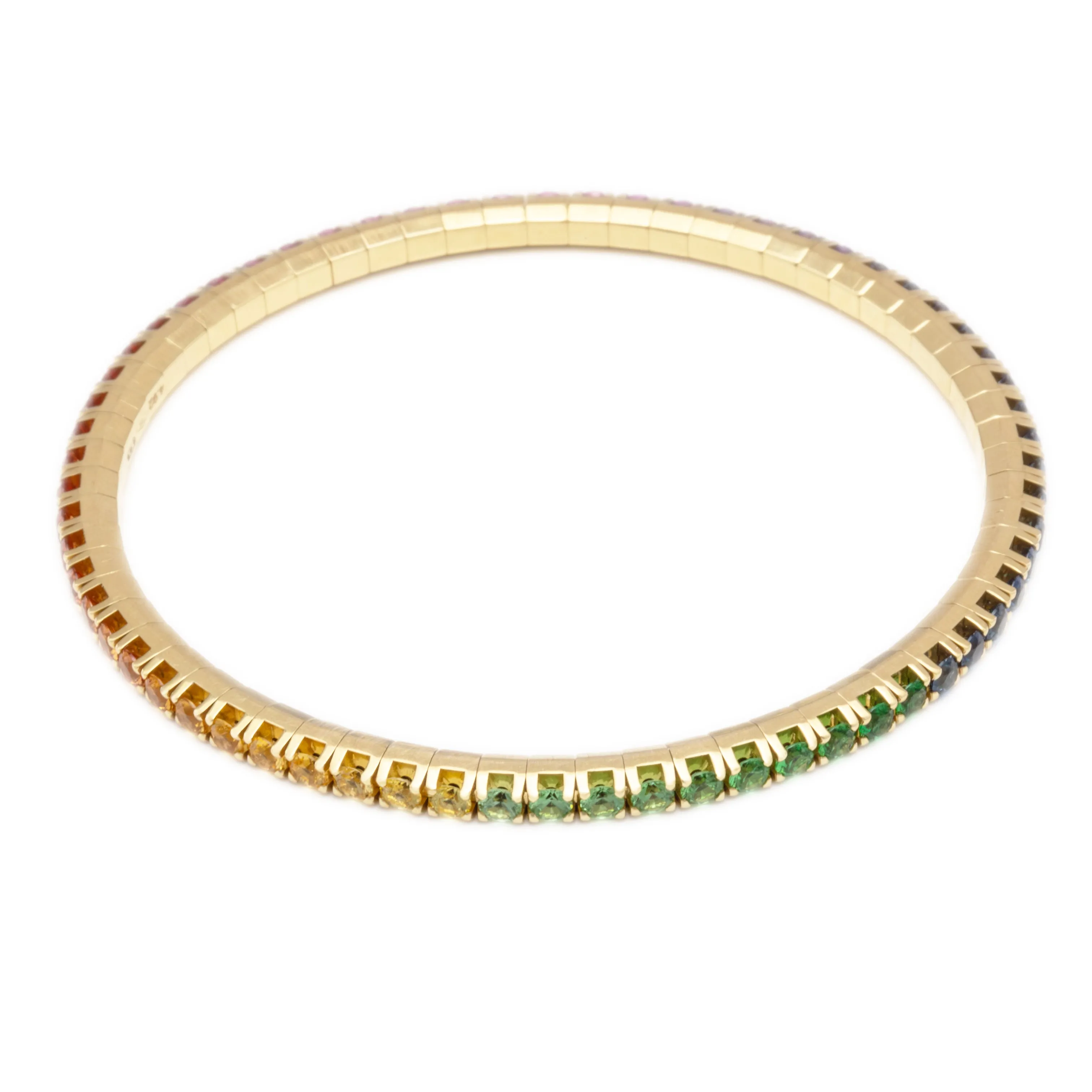 18k Yellow Gold Multi-Color Sapphire Stretch Bracelet