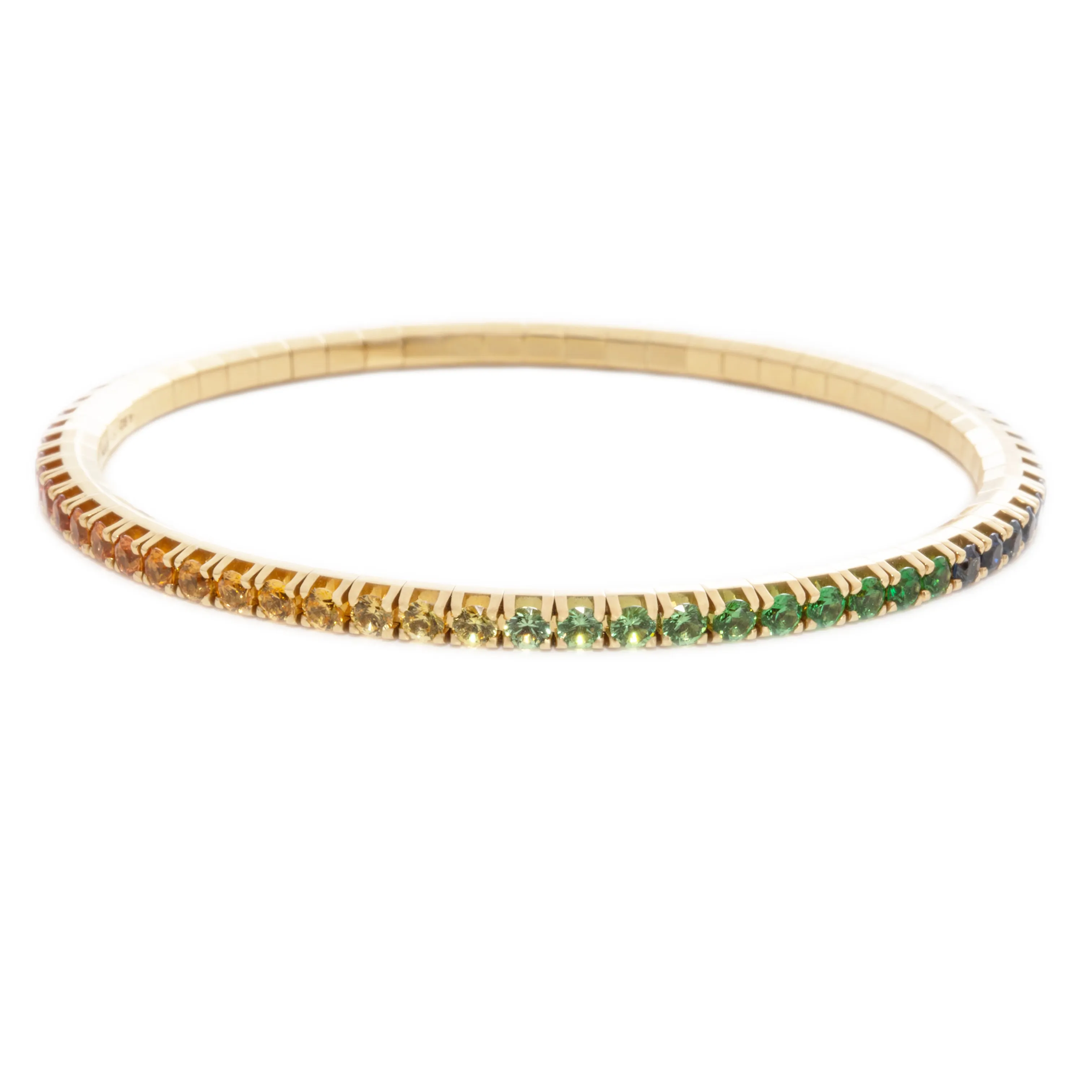 18k Yellow Gold Multi-Color Sapphire Stretch Bracelet