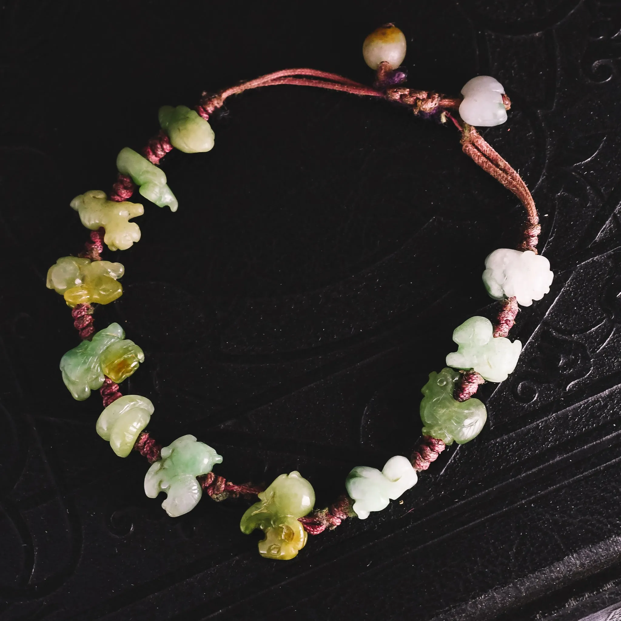 18th Century Chinese Zodiac Jade Bead Bracelet
