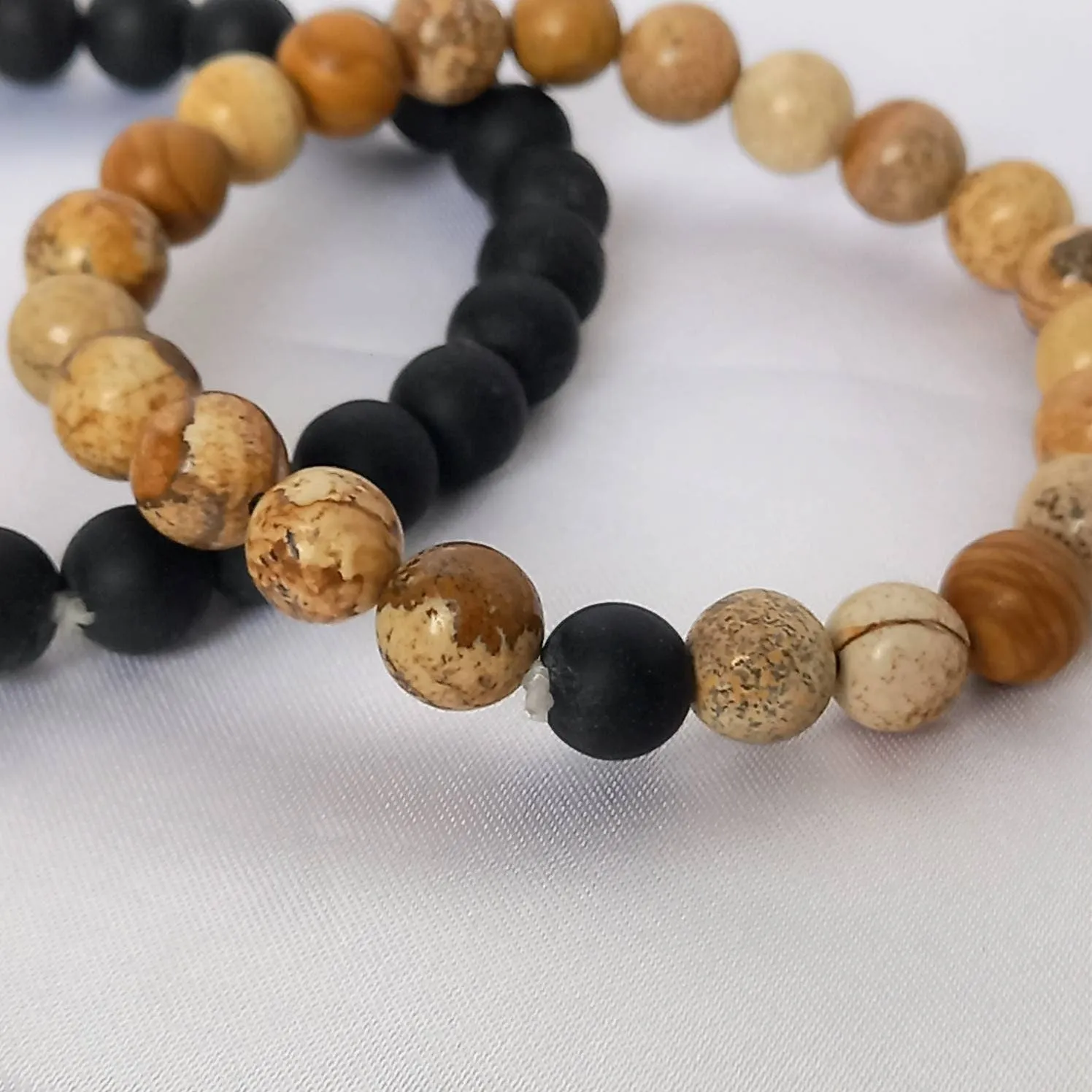 2 Matching Friendship Bead Bracelets - Bead Jewellery, Friendship Jewellery, Bead Bracelets,Wood Effect Bracelets, Brown & Black Jewellery