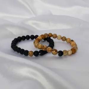 2 Matching Friendship Bead Bracelets - Bead Jewellery, Friendship Jewellery, Bead Bracelets,Wood Effect Bracelets, Brown & Black Jewellery