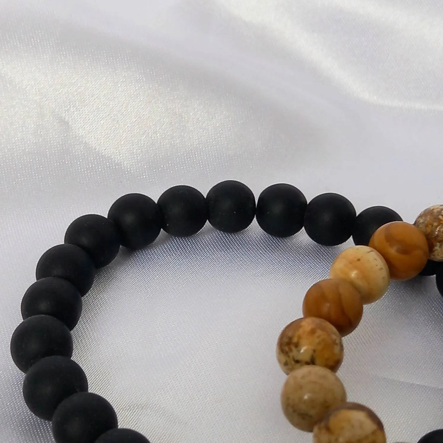 2 Matching Friendship Bead Bracelets - Bead Jewellery, Friendship Jewellery, Bead Bracelets,Wood Effect Bracelets, Brown & Black Jewellery