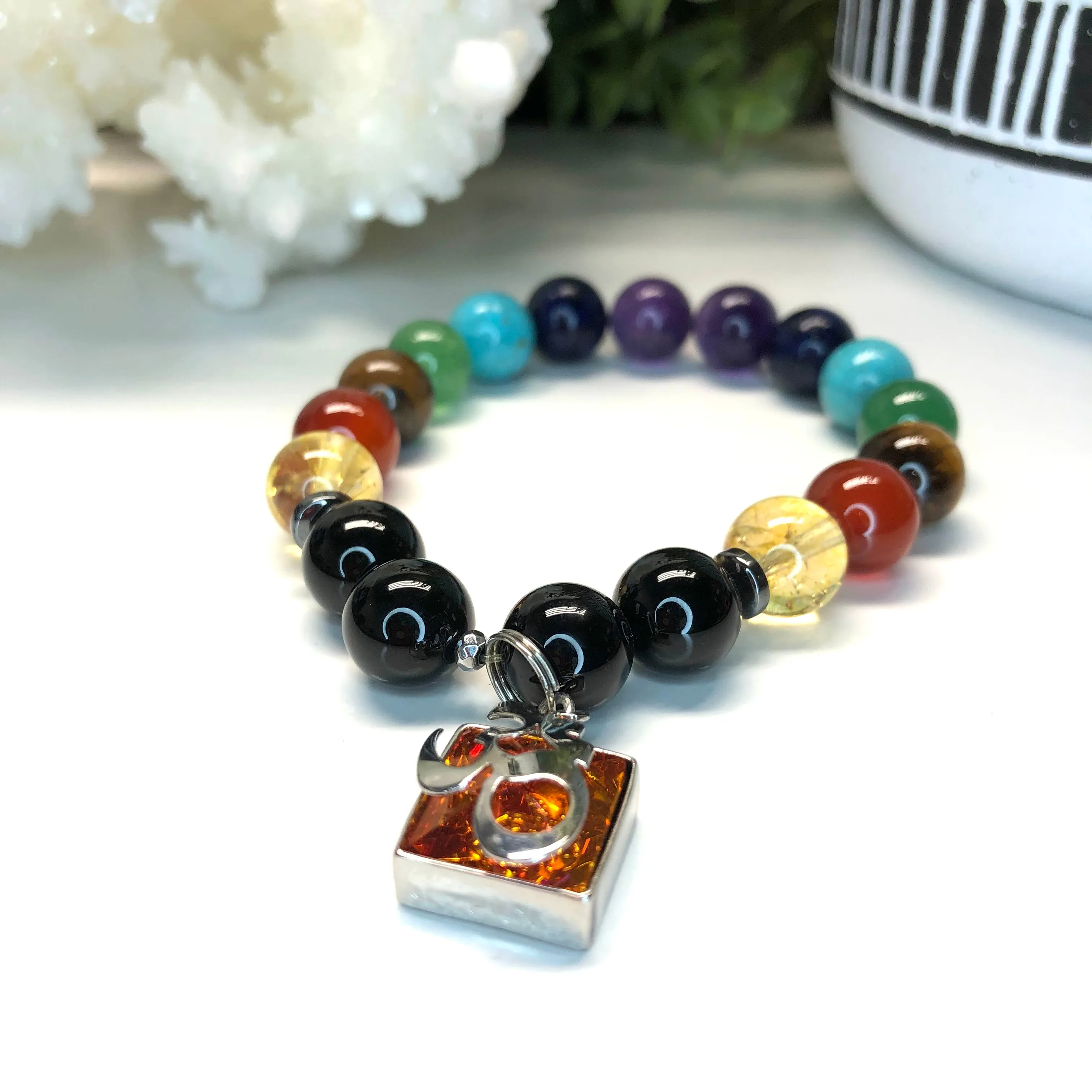 2 Piece Chakra Bracelet Set- Om
