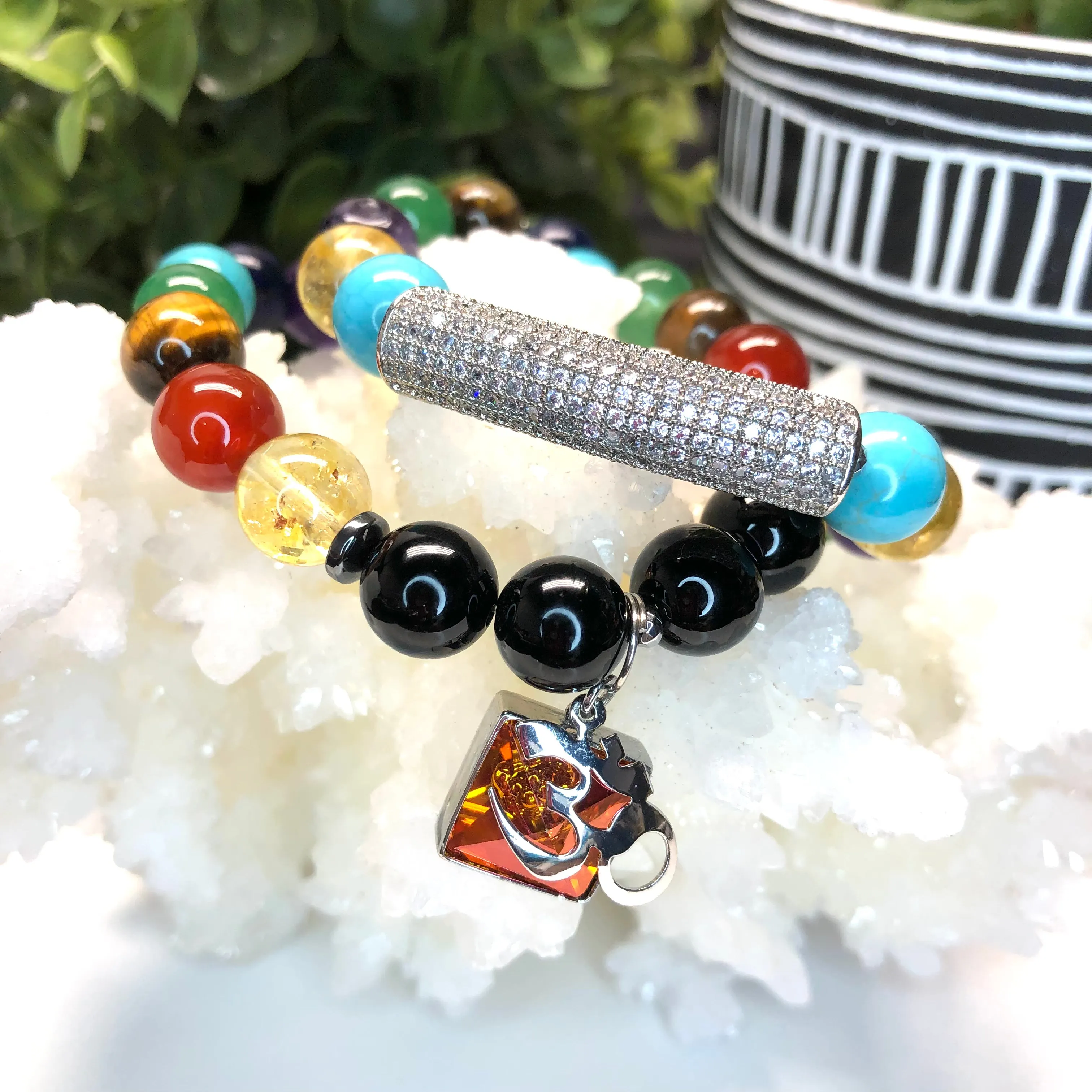 2 Piece Chakra Bracelet Set- Om