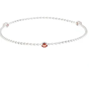 2/5 cttw Red Sapphire Bangle Bracelet Brass With Rhodium Plating Oval Cable
