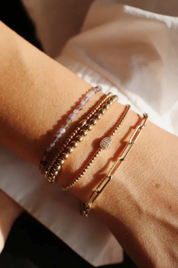 2mm Yellow Gold Filled Bracelet with Mixed Amethyst