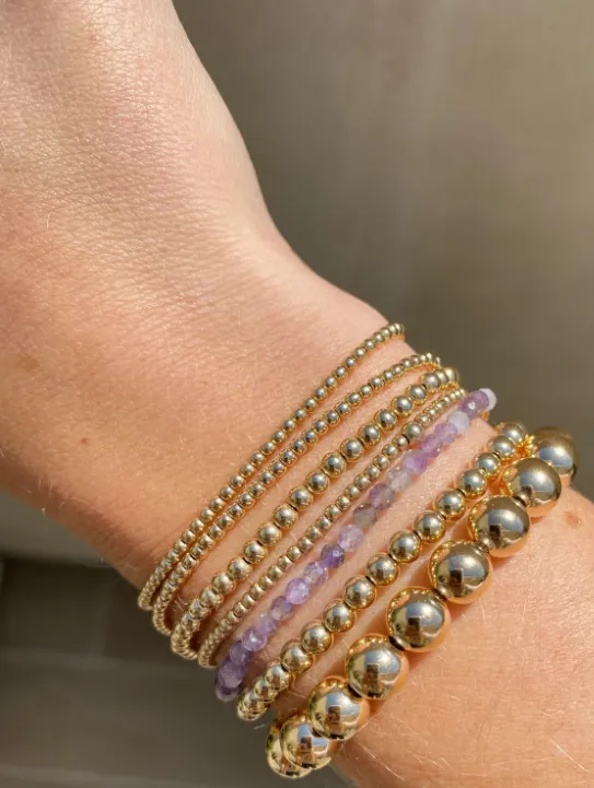 2mm Yellow Gold Filled Bracelet with Mixed Amethyst