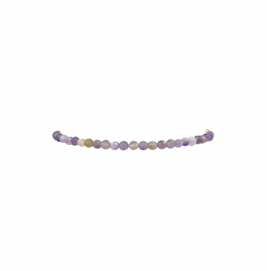 2mm Yellow Gold Filled Bracelet with Mixed Amethyst