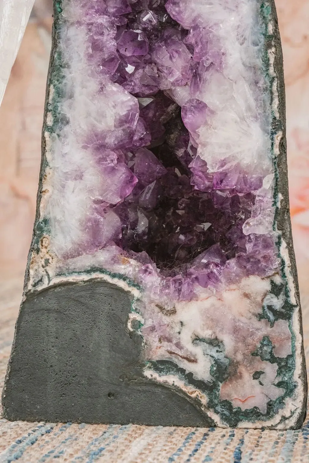 3 Ft Clear Quartz Crystal Parrot On Amethyst Cathedral