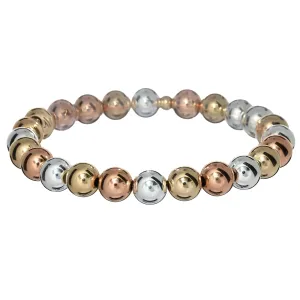 3-TONE 8mm | Yellow and Rose Gold Filled and Silver Classic Beads Bracelet