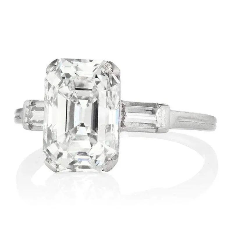 3.80ct Emerald cut Moissanite engagement ring vintage gold engagement ring 14K Yellow Gold Diamond wedding Bridal Promise gift for women
