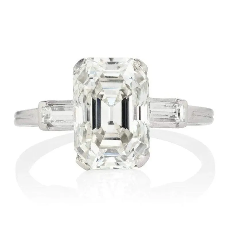 3.80ct Emerald cut Moissanite engagement ring vintage gold engagement ring 14K Yellow Gold Diamond wedding Bridal Promise gift for women
