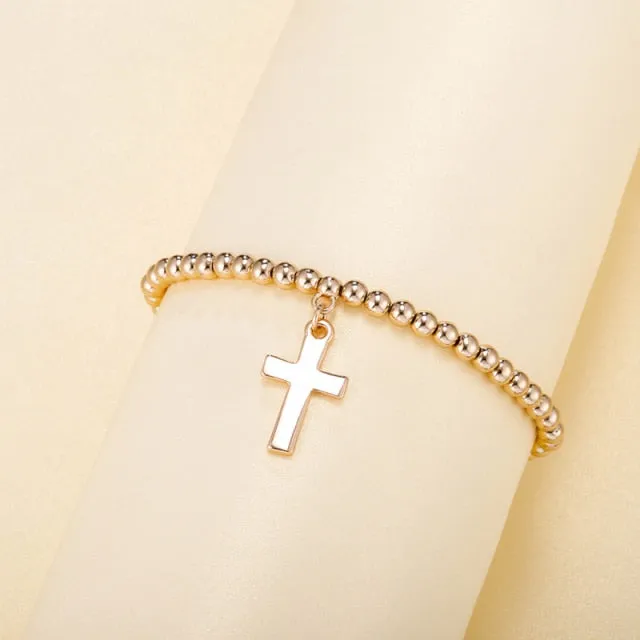 3pcs/set Beads Bracelets Gold Silvery