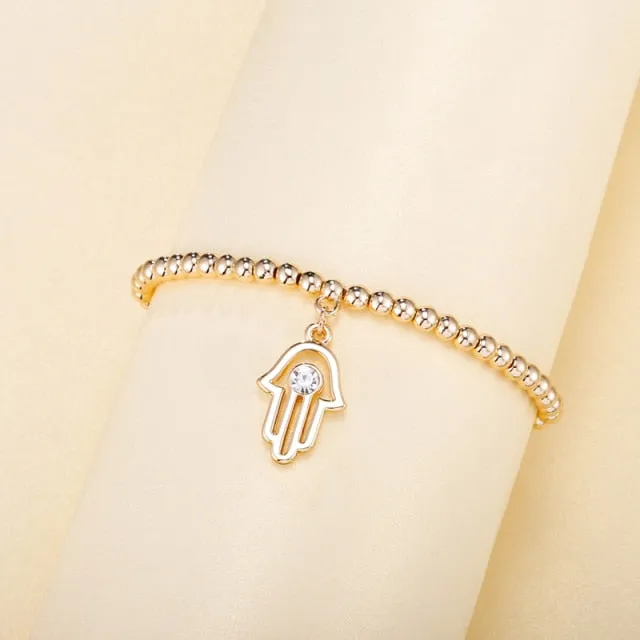 3pcs/set Beads Bracelets Gold Silvery