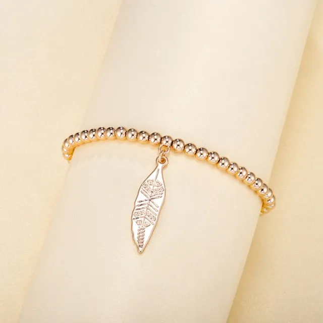 3pcs/set Beads Bracelets Gold Silvery