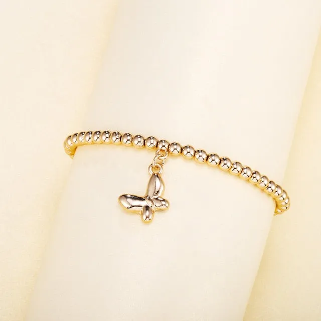 3pcs/set Beads Bracelets Gold Silvery