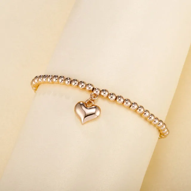3pcs/set Beads Bracelets Gold Silvery