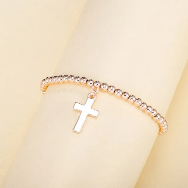 3pcs/set Beads Bracelets Gold Silvery