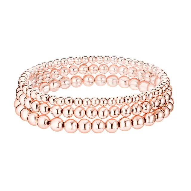 3pcs/set Beads Bracelets Gold Silvery