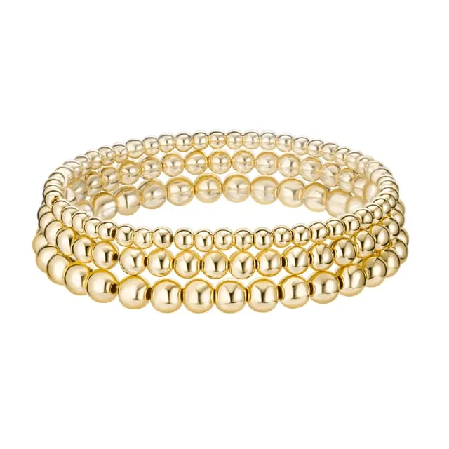 3pcs/set Beads Bracelets Gold Silvery