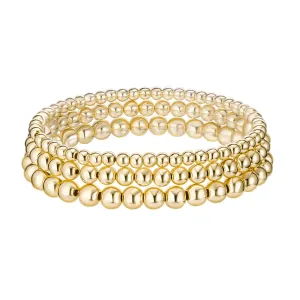 3pcs/set Beads Bracelets Gold Silvery
